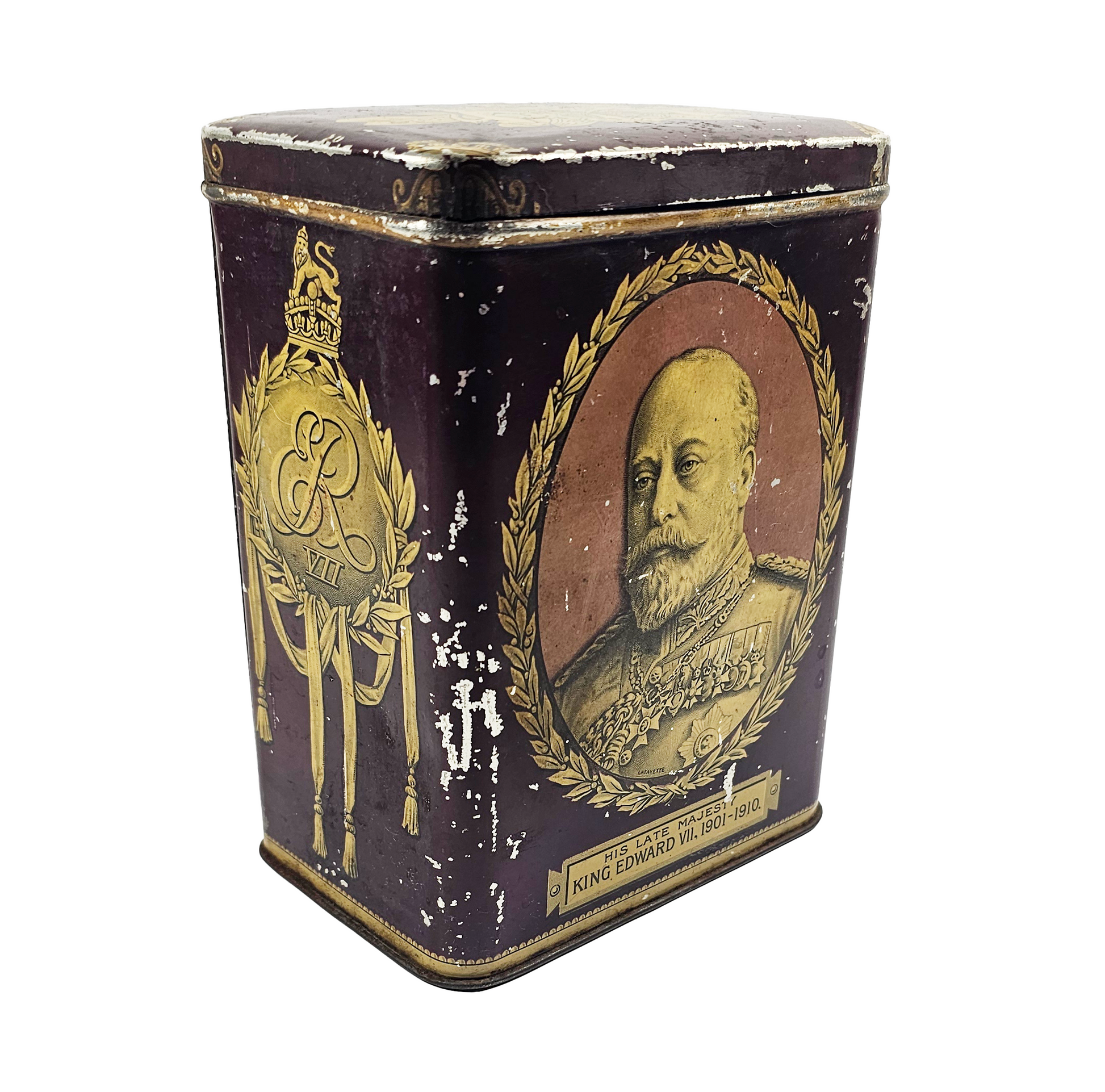 Antique 1910 King Edward VII & Queen Alexandra Commemorative Tea Tin