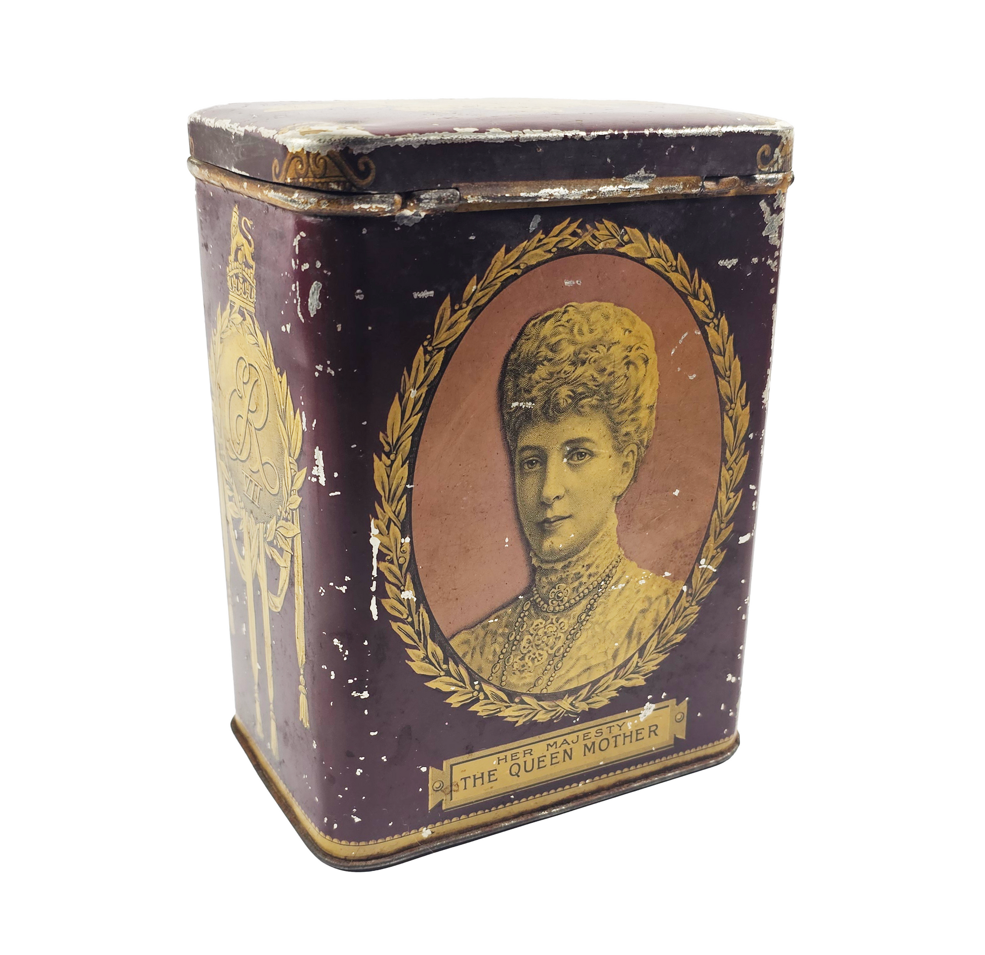 Antique 1910 King Edward VII & Queen Alexandra Commemorative Tea Tin