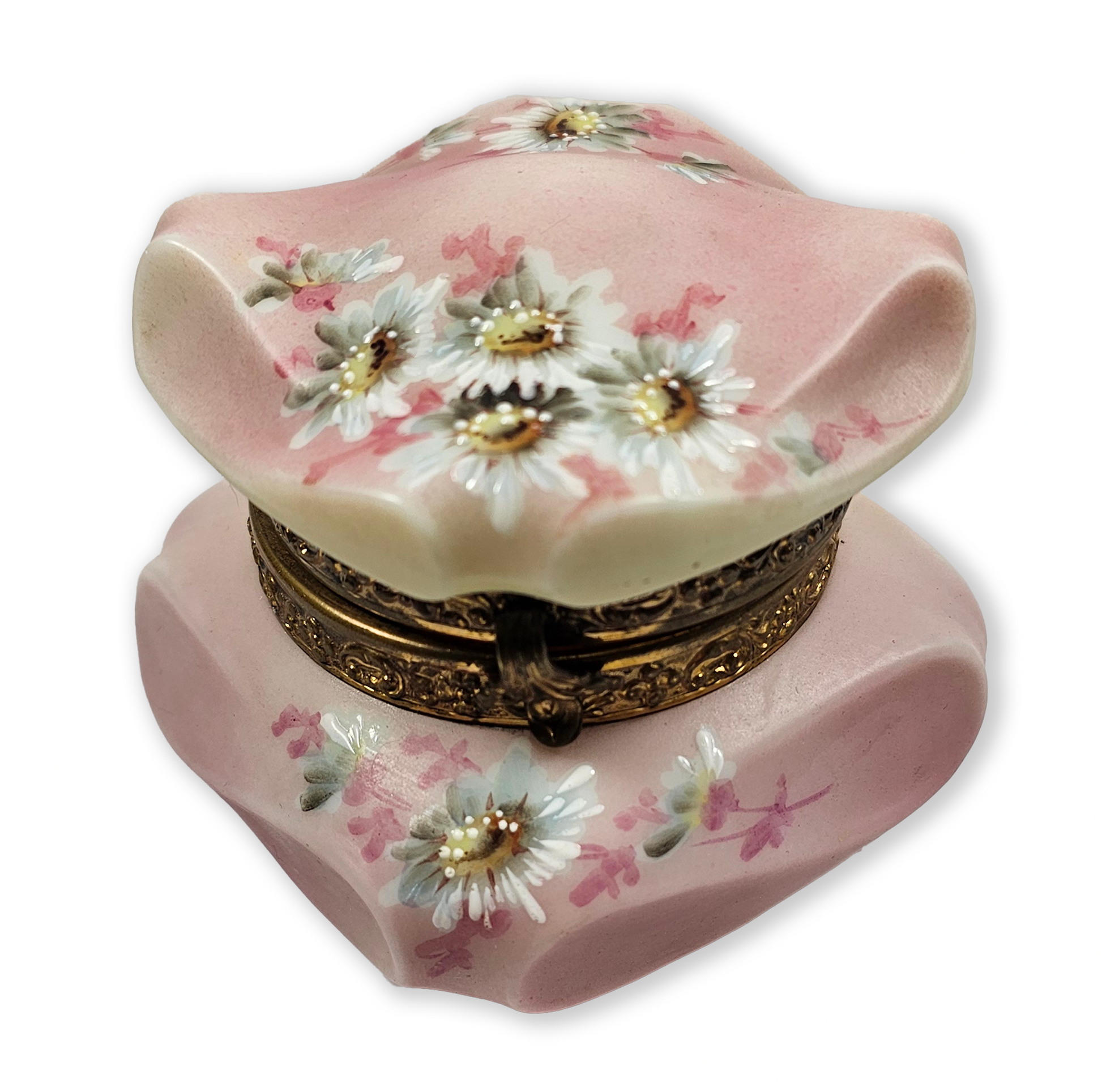 Antique NAKARA Cf Monroe jewelry box with floral design on a white background
