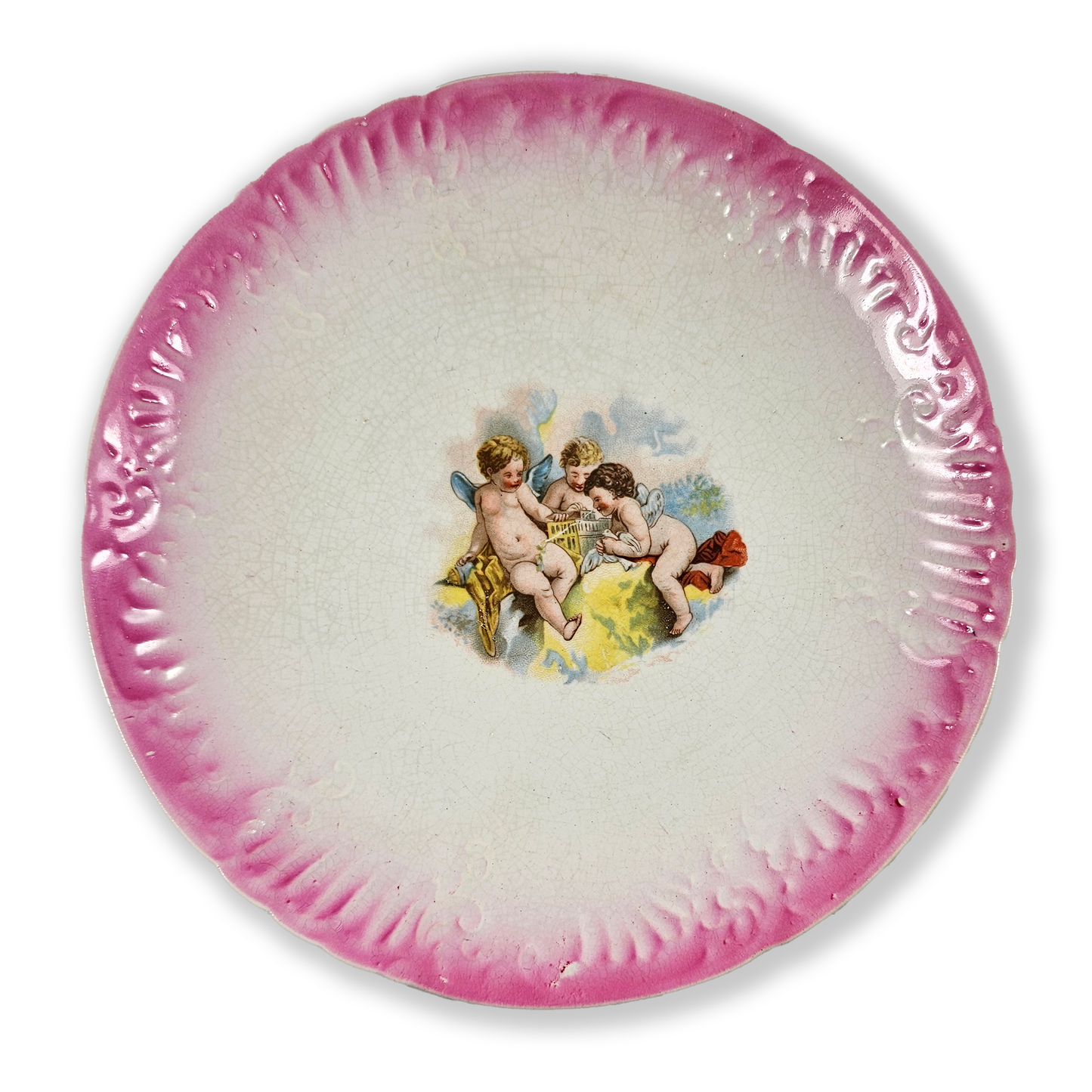 Pink Blush Cherub Cabinet Plate c. 1890–1904 East Palestine Pottery Co.