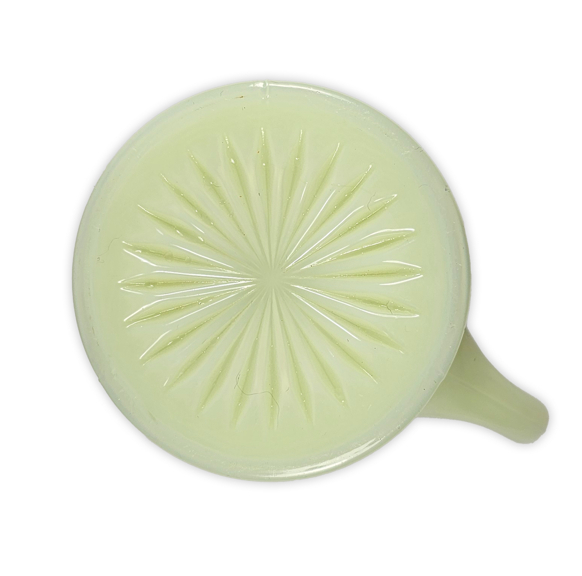 Custard uranium mug with sunburst pattern on a white background