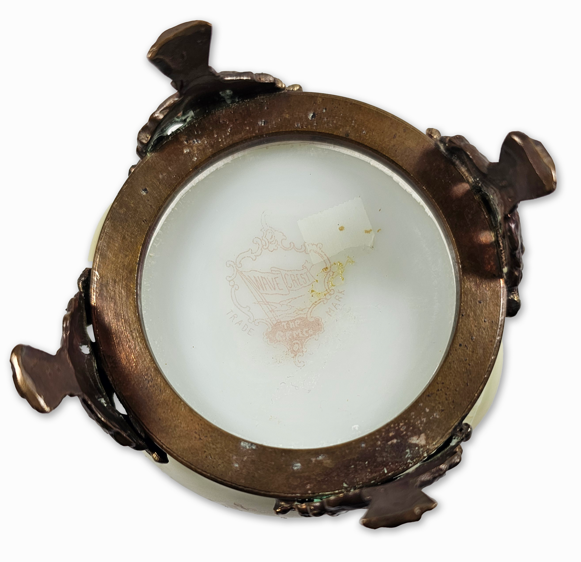 bottom of glass trinket box on a white background wavecrest