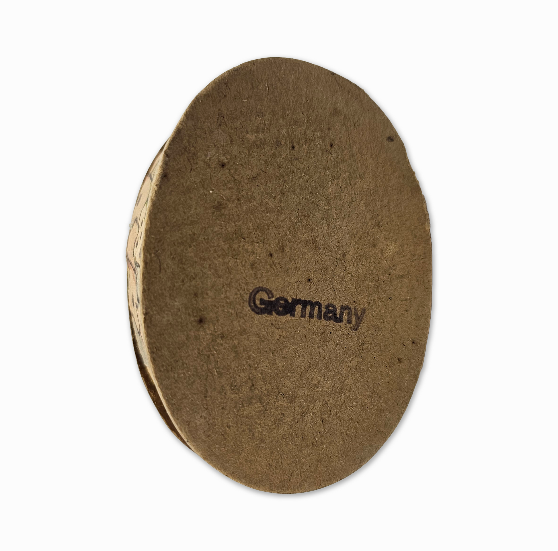 Round brown object with 'Germany' text on a white background
