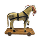 Antique German Papier Mache Pull Toy Horse on Platform with Paper Harness