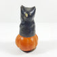 Vintage Halloween Composition Candy Container, Hand-Painted Cat Sitting on Pumpkin. Made in Germany