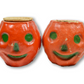 Vintage pair of paper mache Halloween jack o lanterns