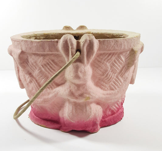 Vintage Pink Paper Mache Easter Basket.