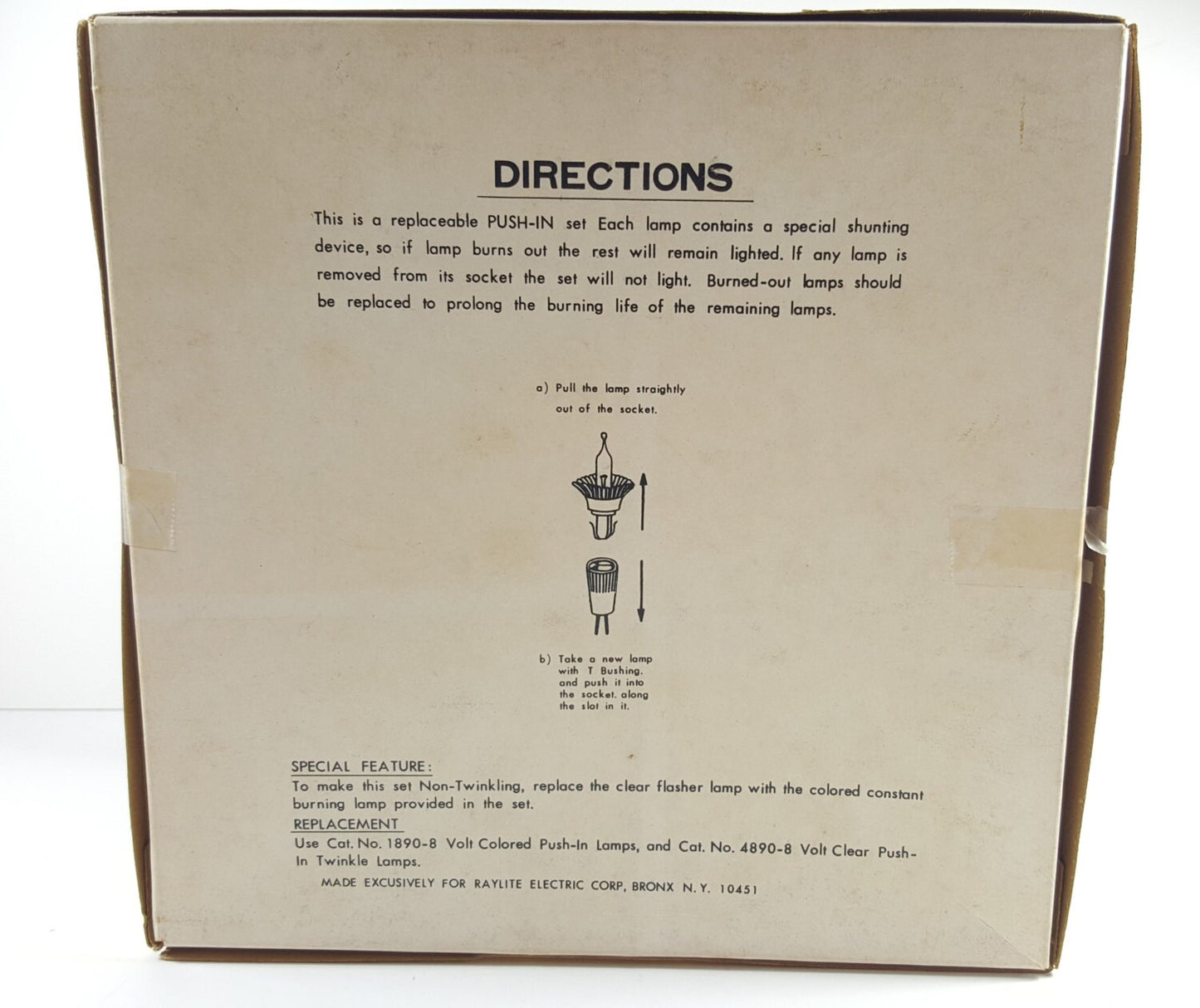 Back of a box with directions and illustrations for a lamp set